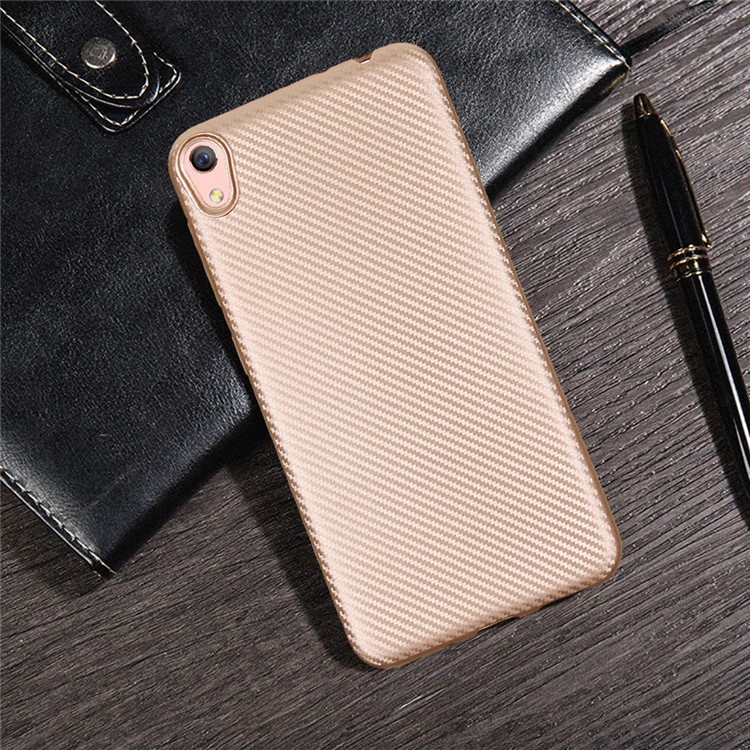 Boîtier De Téléphone Doux En Fibre De Carbone TPU Pour Asus Zenfone Live ZB501KL - Or-3