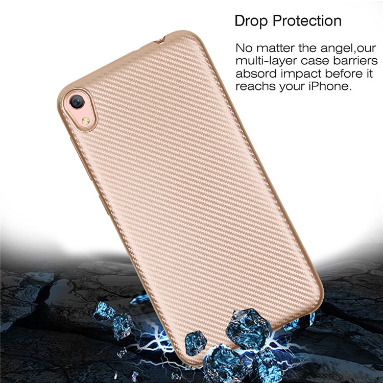Boîtier De Téléphone Doux En Fibre De Carbone TPU Pour Asus Zenfone Live ZB501KL - Or-4