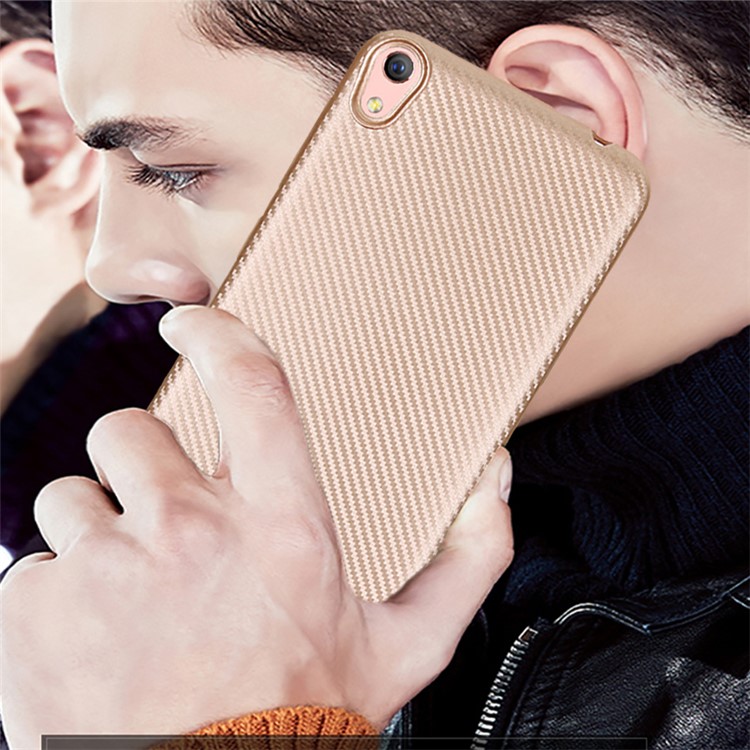 Boîtier De Téléphone Doux En Fibre De Carbone TPU Pour Asus Zenfone Live ZB501KL - Or-5