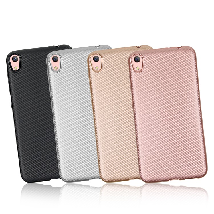 Boîtier De Téléphone Doux En Fibre De Carbone TPU Pour Asus Zenfone Live ZB501KL - Or-6