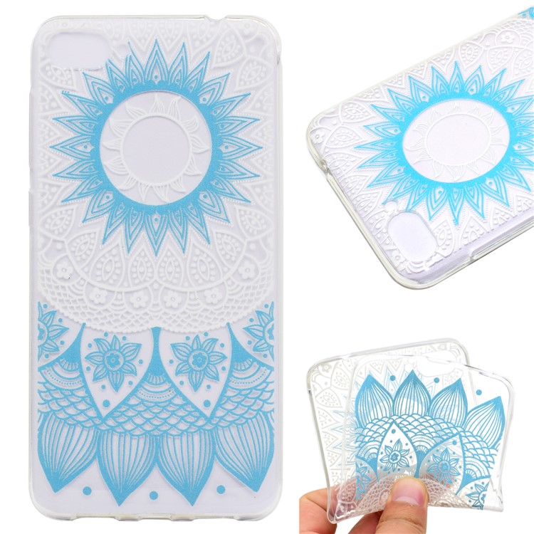 For Asus Zenfone 4 Max ZC520KL Pattern Printing Soft TPU Phone Accessory Casing Cover - Blue Mandala-1