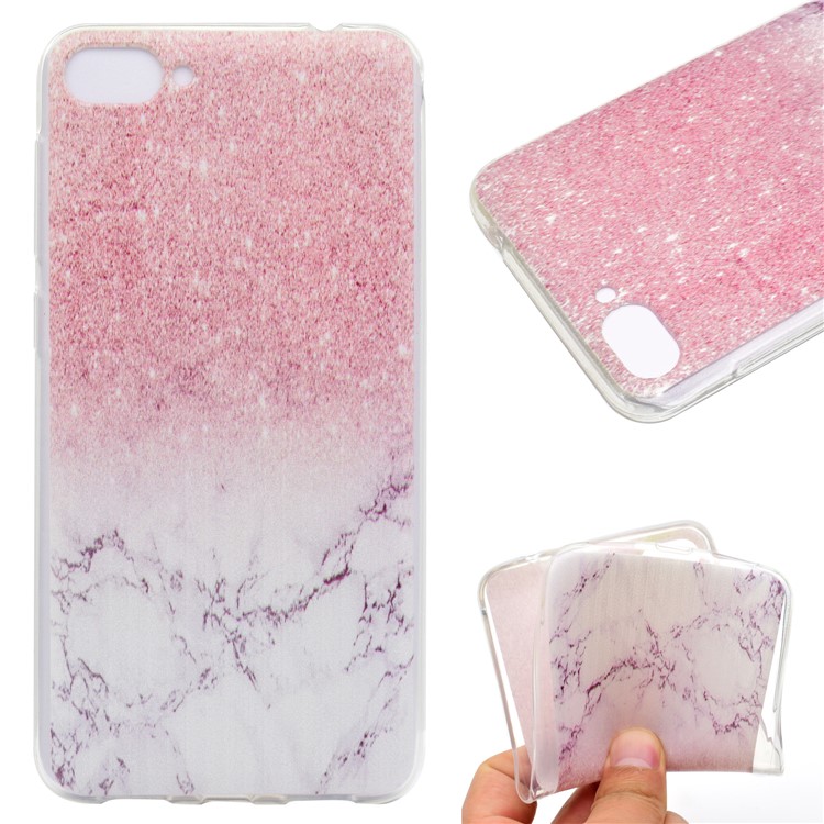 For Asus Zenfone 4 Max ZC520KL Pattern Printing Soft TPU Phone Protection Cover - Pink Marble-1