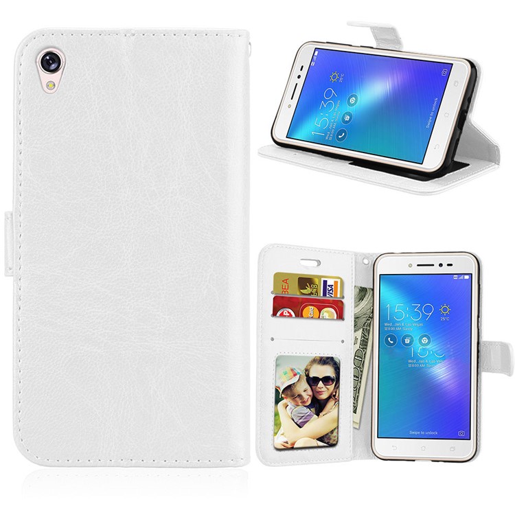 Crazy Horse Leather Wallet Cover for Asus Zenfone Live ZB501KL - White-1