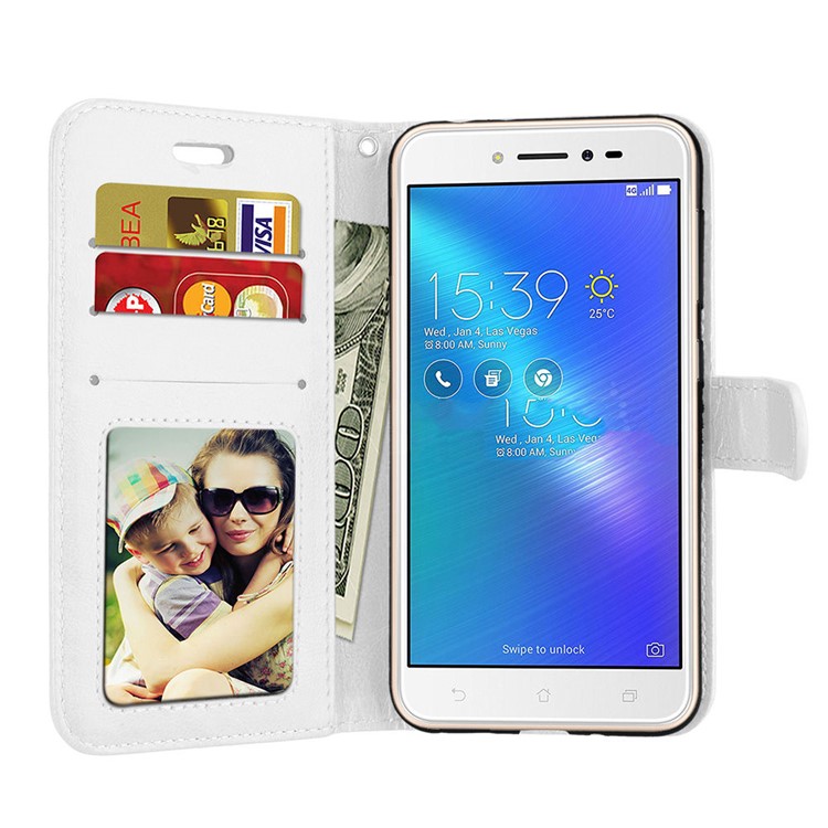 Crazy Horse Leather Wallet Cover for Asus Zenfone Live ZB501KL - White-9