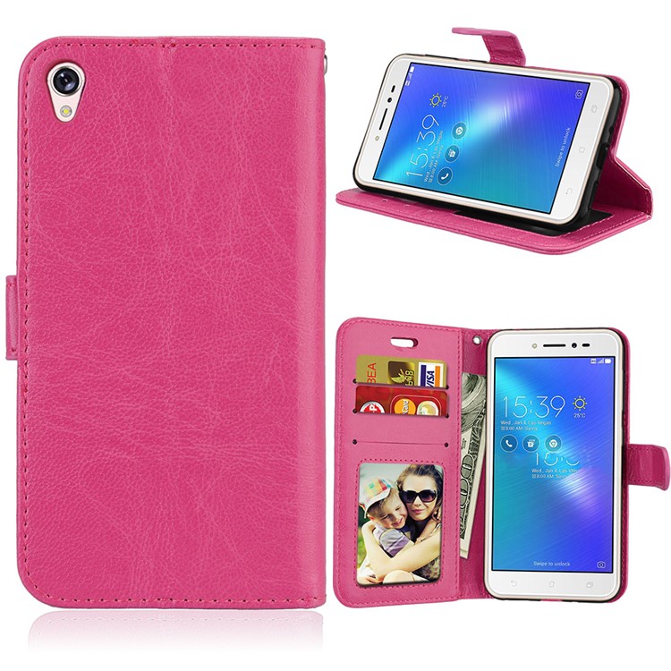 Crazy Horse Wallet Leather Stand Case for Asus Zenfone Live ZB501KL - Rose-1