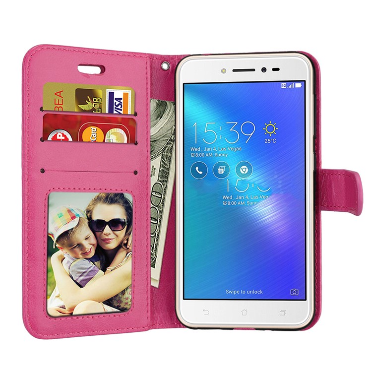 Crazy Horse Wallet Leather Stand Case for Asus Zenfone Live ZB501KL - Rose-9