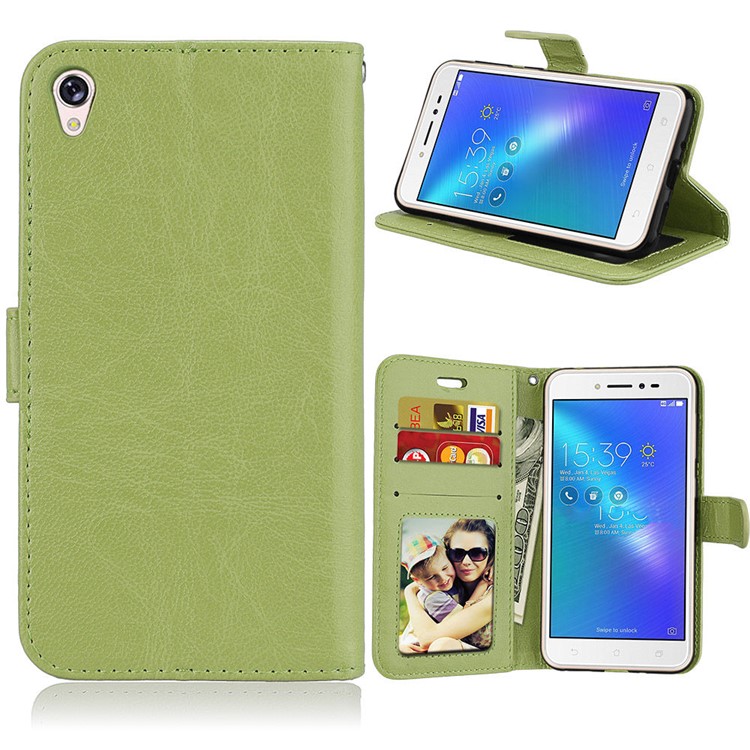 Crazy Horse PU Leather Wallet Case for Asus Zenfone Live ZB501KL - Green-1