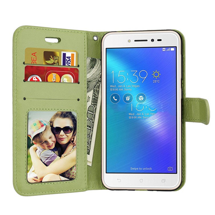 Crazy Horse PU Leather Wallet Case for Asus Zenfone Live ZB501KL - Green-9
