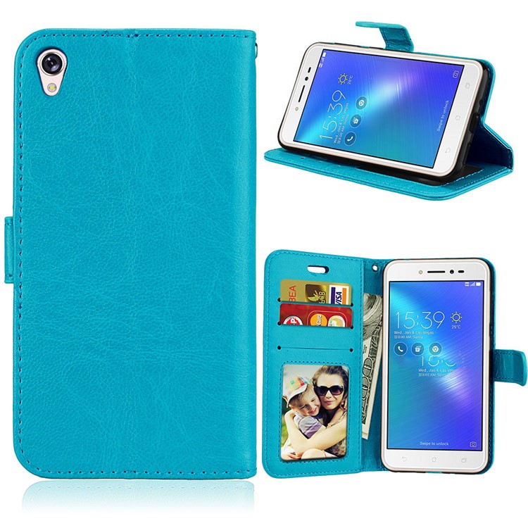 Crazy Horse Magnetic Leather Stand Case for Asus Zenfone Live ZB501KL - Blue-1
