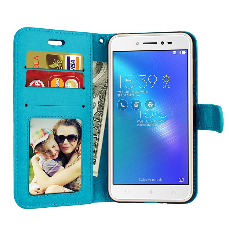 Crazy Horse Magnetic Leather Stand Case for Asus Zenfone Live ZB501KL - Blue-9
