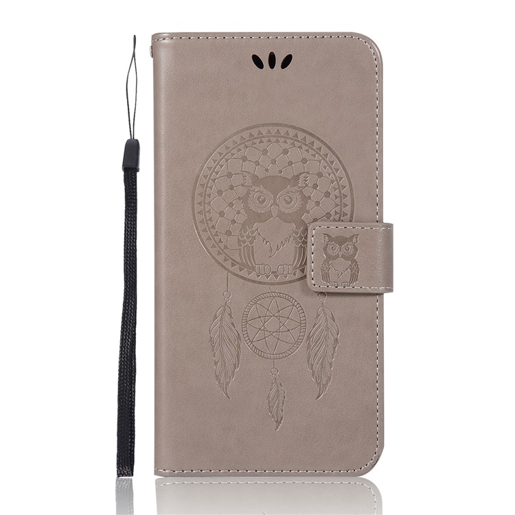 Per Asus Zenfone 4 Max / 4 Max Pro / 4 Max Plus (zc554kl) Stampa Gufo Dream Catcher Modello Custodia In Pelle PU - Grigio-2