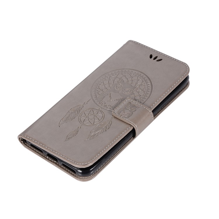 Per Asus Zenfone 4 Max / 4 Max Pro / 4 Max Plus (zc554kl) Stampa Gufo Dream Catcher Modello Custodia In Pelle PU - Grigio-7