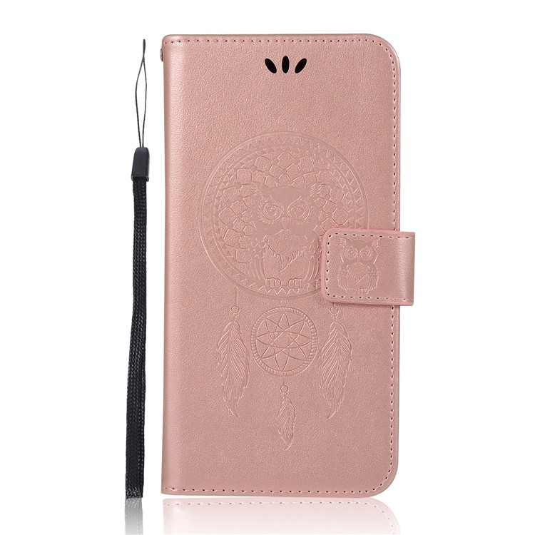 Per Asus Zenfone 4 Max / 4 Max Pro / 4 Max Plus (zc554kl) Impronta Gufo Dream Catcher Modello Portafoglio In Pelle - Oro Rosa-2