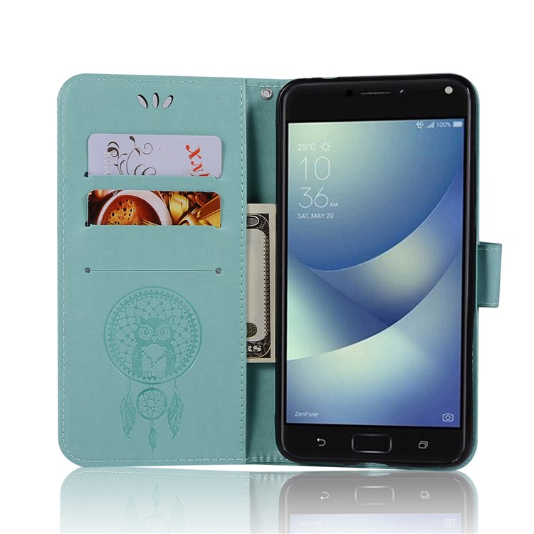 Imprint Owl Dream Catcher Pattern Leather Phone Case Accessory for Asus ZenFone 4 Max / 4 Max Pro / 4 Max Plus (ZC554KL) - Cyan-4