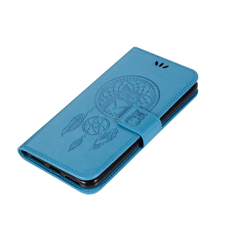 Imprint Owl Dream Catcher Pattern Leather Wallet Cover with Strap for Asus ZenFone 4 Max / 4 Max Pro / 4 Max Plus (ZC554KL) - Blue-7