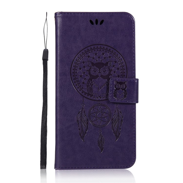 Búho Estampado Dream Catcher Pattern Billetera Magnética De Cuero Para Asus Zenfone 4 Max / 4 Max Pro / 4 Max Plus (zc554kl) - Púrpura-2