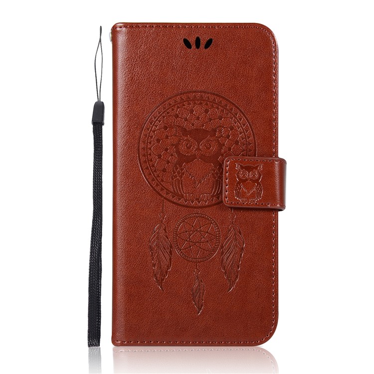 Imprint Owl Dream Catcher Pattern Leather Cover Shell with Strap for Asus ZenFone 4 Max / 4 Max Pro / 4 Max Plus (ZC554KL) - Brown -2