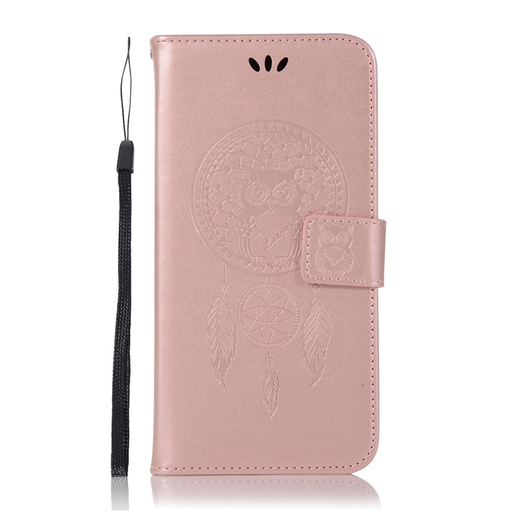 For Asus Zenfone 4 Selfie ZD553KL/ 4 Selfie ZB553KL/ 4 Selfie Lite ZB553KL Imprint Owl Dream Catcher Pattern Leather Wallet Phone Cover Accessory - Rose Gold-2