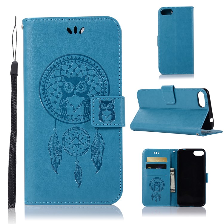 Imprint Owl Dream Catcher Pattern PU Leather Wallet Shell for Asus Zenfone 4 Max ZC520KL - Blue-1