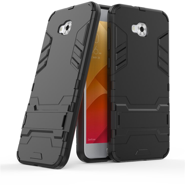 Cool Plastic TPU Hybrid Mobile Cover with Kickstand for Asus Zenfone 4 Selfie ZD553KL/ 4 Selfie ZB553KL/ 4 Selfie Lite ZB553KL - Black-1