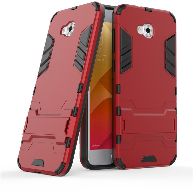 Cool Plastic TPU Hybrid Kickstand Phone Casing for Asus Zenfone 4 Selfie ZD553KL/ 4 Selfie ZB553KL/ 4 Selfie Lite ZB553KL - Red-1