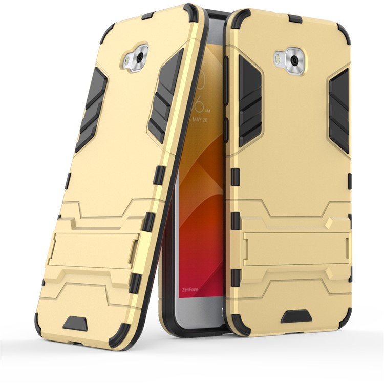 Cool Plastic TPU Kickstand Mobile Phone Cover for Asus Zenfone 4 Selfie ZD553KL/ 4 Selfie ZB553KL/ 4 Selfie Lite ZB553KL - Gold-1