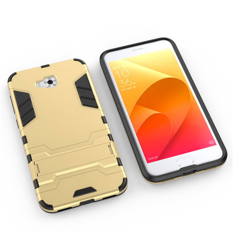 Cool Plastic TPU Kickstand Mobile Phone Cover for Asus Zenfone 4 Selfie ZD553KL/ 4 Selfie ZB553KL/ 4 Selfie Lite ZB553KL - Gold-6