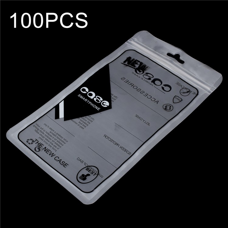 100Pcs/Lot Zip Lock Plastic Retail Packaging Bag for iPhone X/8 Plus Cases, Inner Size: 17.5 x 10.3cm - Black-1