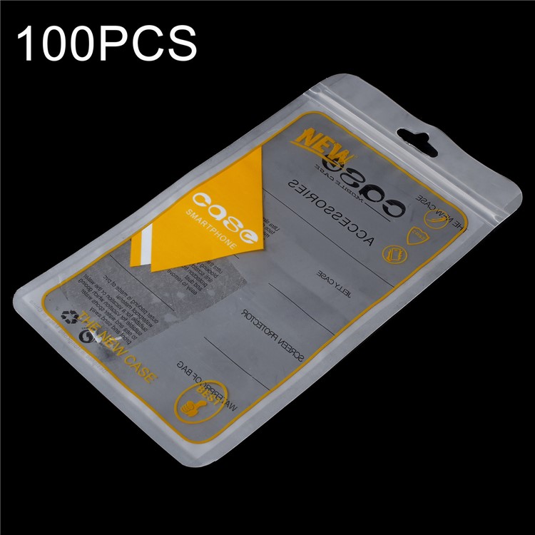 100Pcs/Lot Thin Zip Lock Plastic Retail Package Bag for iPhone X/8 Plus Cases, Inner Size: 17.5 x 10.3cm - Yellow-1