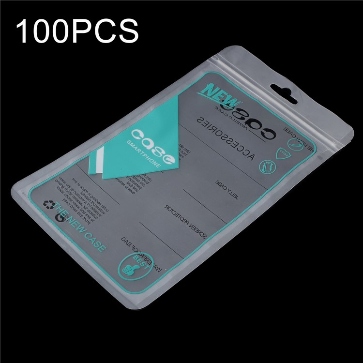 100Pcs/Lot Zip Lock Plastic Retail Package Bag for iPhone X/8 Plus Cases, Inner Size: 17.5 x 10.3cm - Cyan-1
