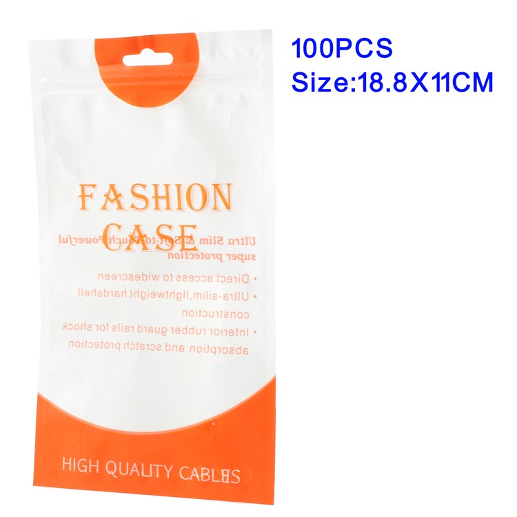 100Pcs/Lot Zip Lock Plastic Retail Packaging Bag for iPhone X/8/8 Plus Cases, Inner Size: 18.8 x 11cm-1