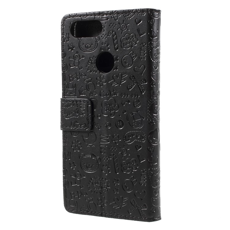 Cartoon Graffiti Pattern Leather Wallet Case for Asus ZenFone Max Plus (M1) ZB570TL - Black-2