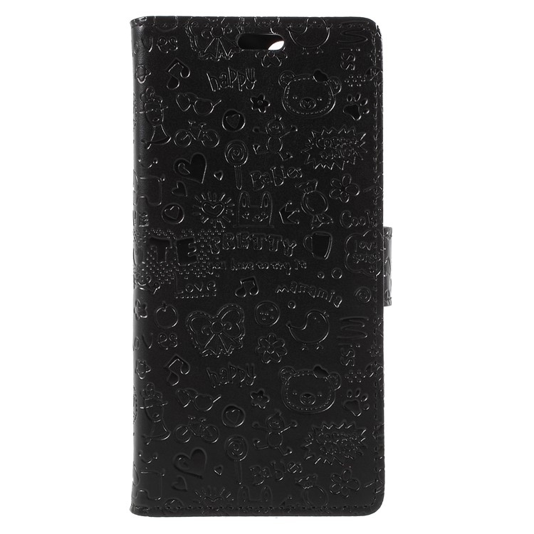 Cartoon Graffiti Pattern Leather Wallet Case for Asus ZenFone Max Plus (M1) ZB570TL - Black-3