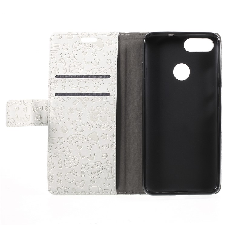 Cartoon Graffiti Grain PU Leather Wallet Cover for Asus ZenFone Max Plus (M1) ZB570TL - White-6