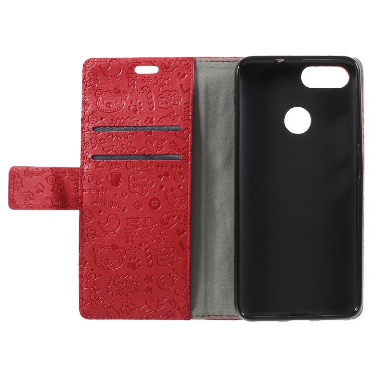 Cartoon Graffiti Texture Leather Wallet Stand Protective Case for Asus ZenFone Max Plus (M1) ZB570TL - Red-6