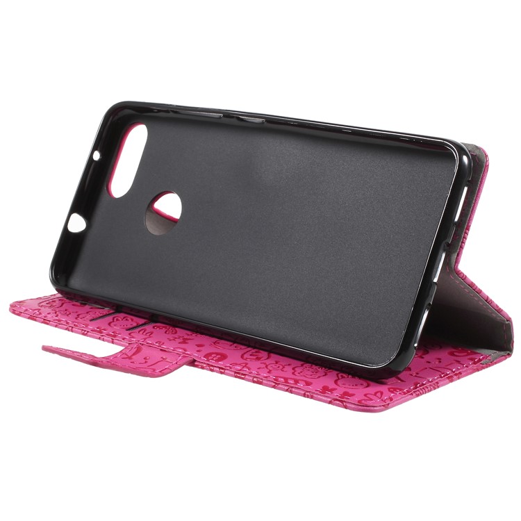 Cartoon Graffiti Grain Leather Stand Wallet Cover Accessory for Asus ZenFone Max Plus (M1) ZB570TL - Rose-4