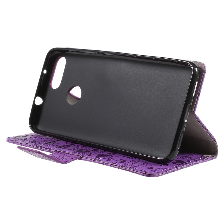 For Asus ZenFone Max Plus (M1) ZB570TL Cartoon Graffiti Pattern Leather Wallet Mobile Phone Cover Case - Purple-4