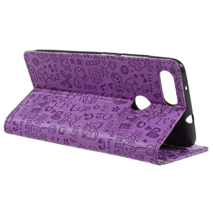For Asus ZenFone Max Plus (M1) ZB570TL Cartoon Graffiti Pattern Leather Wallet Mobile Phone Cover Case - Purple-5