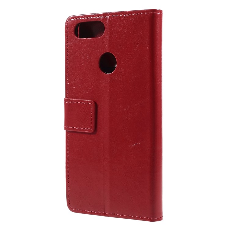 Crazy Horse Texture Leather Wallet Stand Case for Asus ZenFone Max Plus (M1) ZB570TL - Red-2