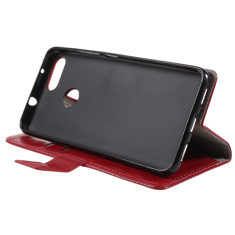 Crazy Horse Texture Leather Wallet Stand Case for Asus ZenFone Max Plus (M1) ZB570TL - Red-4