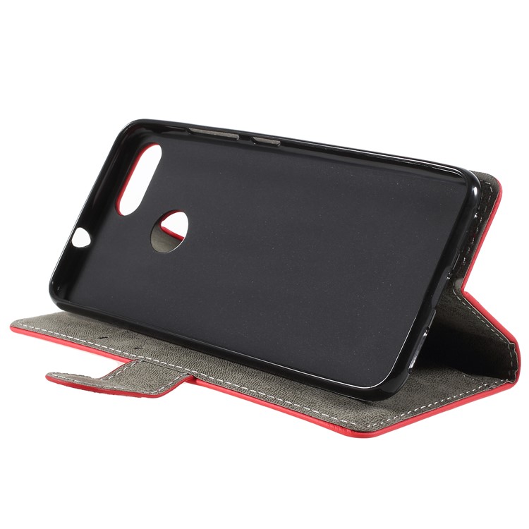 PU Leather Folio Flip Wallet Stand Shell for Asus ZenFone Max Plus (M1) ZB570TL - Red-4