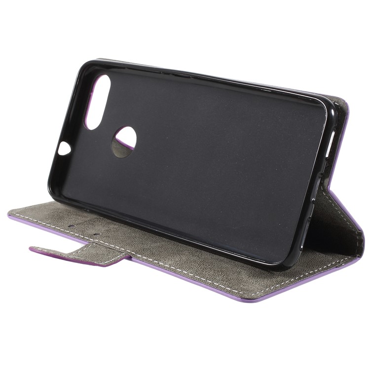 PU Leather Folio Flip Wallet Stand Case for Asus ZenFone Max Plus (M1) ZB570TL - Purple-4