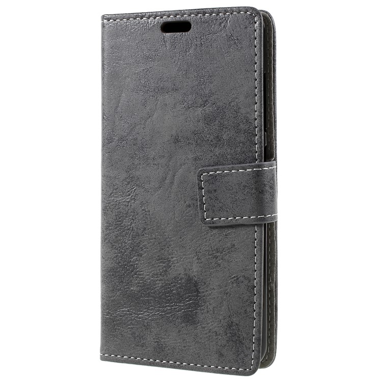 Vintage Style Leather Wallet Stand Phone Protection Cover for Asus ZenFone Max Plus (M1) ZB570TL - Grey-2