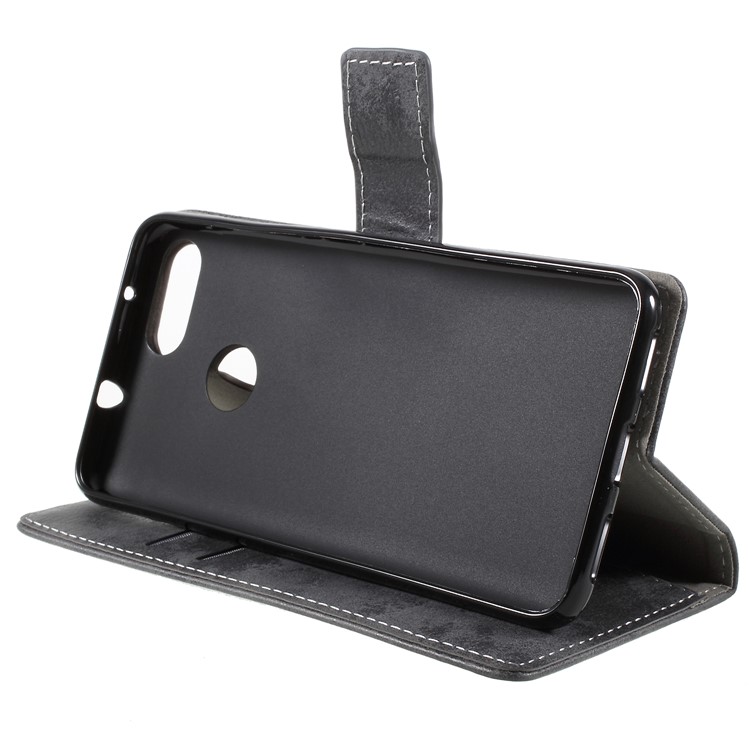 Vintage Style Leather Wallet Stand Phone Protection Cover for Asus ZenFone Max Plus (M1) ZB570TL - Grey-7