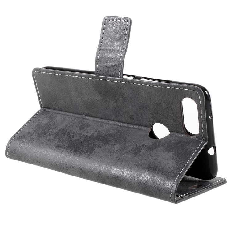 Vintage Style Leather Wallet Stand Phone Protection Cover for Asus ZenFone Max Plus (M1) ZB570TL - Grey-8