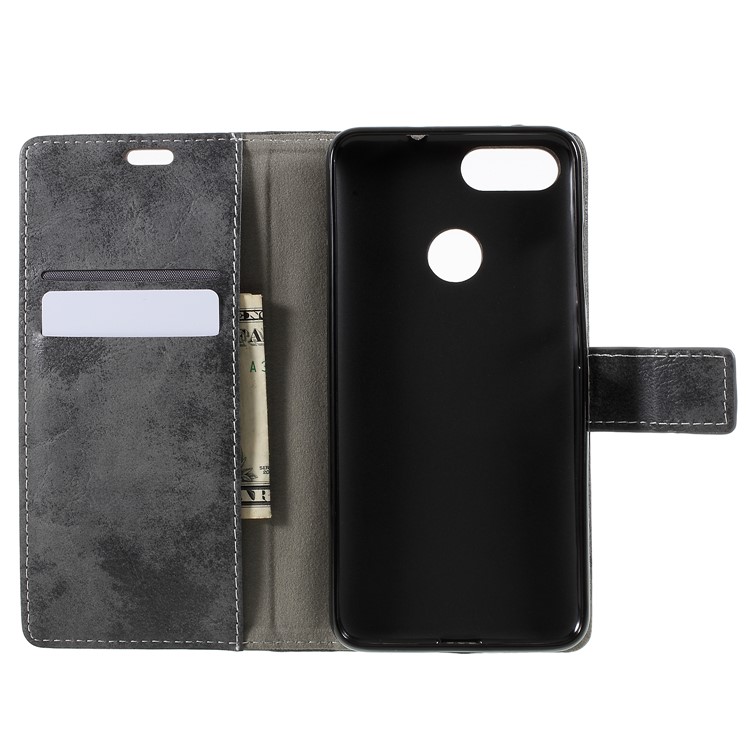 Vintage Style Leather Wallet Stand Phone Protection Cover for Asus ZenFone Max Plus (M1) ZB570TL - Grey-9