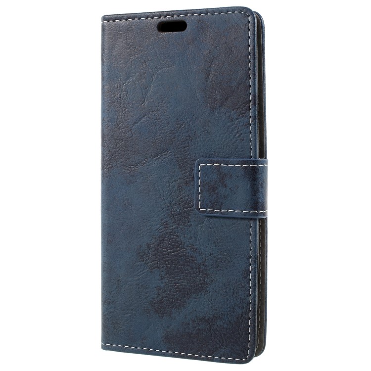 Vintage Style Leather Wallet Stand Mobile Cover for Asus ZenFone Max Plus (M1) ZB570TL - Blue-1