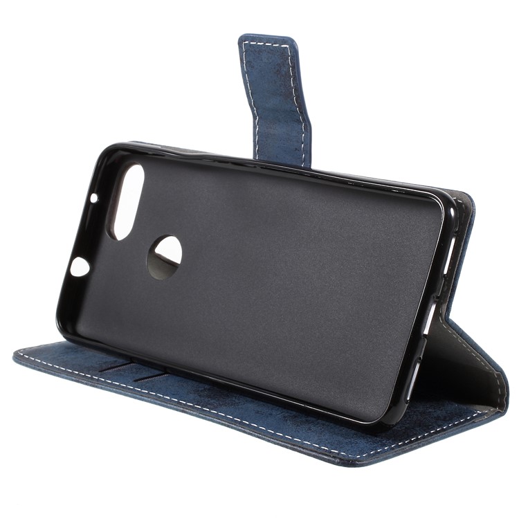 Vintage Style Leather Wallet Stand Mobile Cover for Asus ZenFone Max Plus (M1) ZB570TL - Blue-4