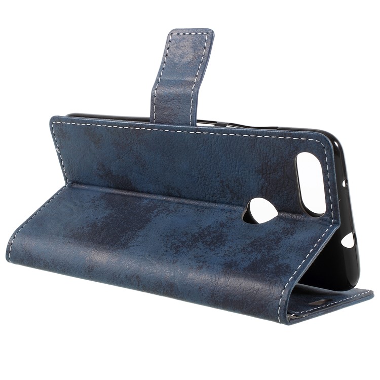 Vintage Style Leather Wallet Stand Mobile Cover for Asus ZenFone Max Plus (M1) ZB570TL - Blue-5