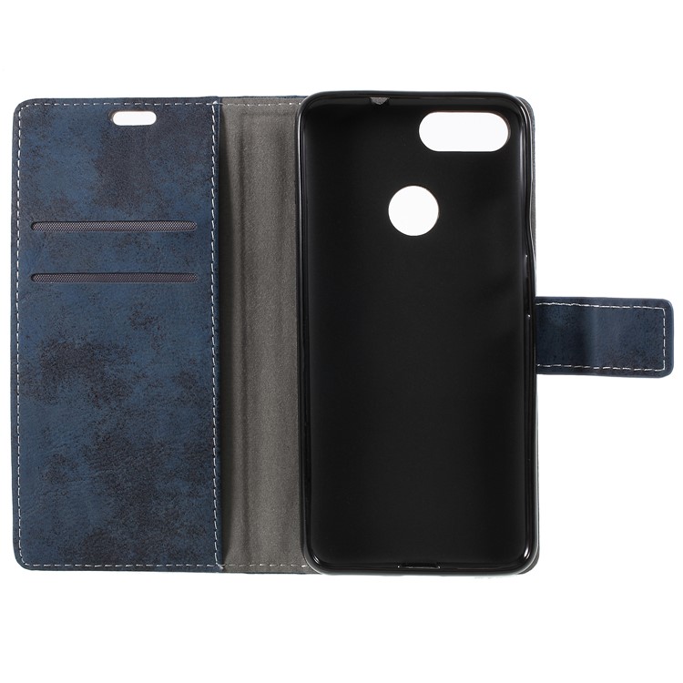 Vintage Style Leather Wallet Stand Mobile Cover for Asus ZenFone Max Plus (M1) ZB570TL - Blue-6